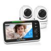 imageHelloBaby Baby Monitor 2 Cameras with Mount Upgrade 5 Screen 26Hour Battery Life Crib Baby Monitor Mount Without Tools or Wall Damage
