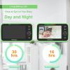 imageHelloBaby No WiFi Baby Monitor Green with Floor Stand 5quot Screen 30Hour Battery PanTiltZoom Video Upgrade with Camera and Audio Night Vision VOX 2Way Talk 8 Lullabies and 1000ft Range