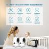 imageHelloBaby Upgrade 5 Baby Monitor with 30Hour Battery 2 Cameras PanTiltZoom 1000ft Range Video Audio Baby Monitor No WiFi VOX Night Vision 2Way Talk 8 Lullabies and Temperature2 CamsHB6550