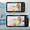 imageHelloBaby Upgrade 5 Baby Monitor with 30Hour Battery 2 Cameras PanTiltZoom 1000ft Range Video Audio Baby Monitor No WiFi VOX Night Vision 2Way Talk 8 Lullabies and TemperatureHB6550PlusSplit Screen