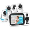 imageHelloBaby Baby Monitor with 32 IPS Screen  Baby Camera Monitor with Remote PanTiltZoom Camera No WiFi Infrared Night Vision 1000ft Wireless Connection4 Cameras