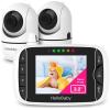 imageHelloBaby Video Baby Monitor with 2 Cameras and Audio Baby Monitor with Remote PanTiltZoom VOX Mode Night Vision 2Way Talk 8 LullabiesHB652