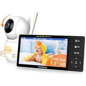 imageHelloBaby 720P 55 HD Baby Monitor with Camera and Audio No WiFi Video Baby Monitor Remote Pan Tilt Zoom Wide View Range 1080P Infant Camera Night Light Hack Proof 4000mAh Battery 1000ftHB6081