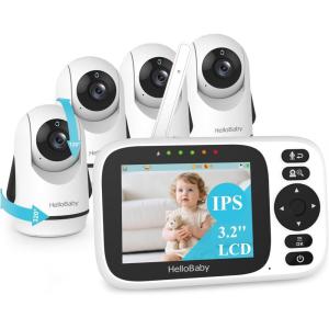 imageHelloBaby Baby Monitor with 32 IPS Screen  Baby Camera Monitor with Remote PanTiltZoom Camera No WiFi Infrared Night Vision 1000ft Wireless Connection4 Cameras