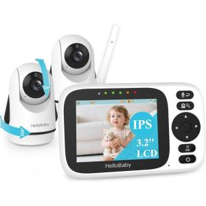 imageHelloBaby Baby Monitor with 32 IPS Screen  Baby Camera Monitor with Remote PanTiltZoom Camera No WiFi Infrared Night Vision 1000ft Wireless Connection2 Cameras
