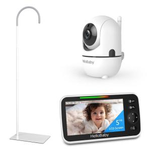 imageHelloBaby Baby Monitor with Floor Stand 5 Screen and 30Hour Battery No WiFi Baby Monitor with Camera and Audio Flexible Hello Baby Stand All in One Ideal for New Parents