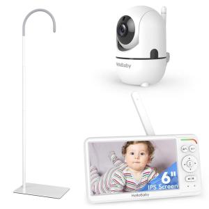 imageHelloBaby Baby Monitor with Floor Stand World First 6 IPS Screen Baby Camera Monitor No WiFi and 30Hour Battery Life 178 Wide Viewing Angle Baby Monitor with Camera and Audio