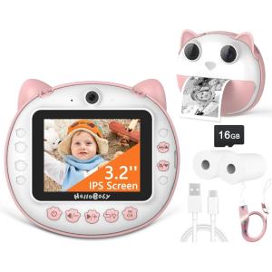 imageHelloBaby Kids Instant Print Camera with 32quot IPS Screen  1080P HD Digital Camera for Girls Ages 312  16GB SD Card ampamp 2 Paper Rolls  Instant Print Kids Camera Toy PinkPink2