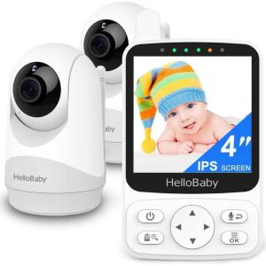 imageHelloBaby No WiFi Baby Monitor with VoiceActivated Night Vision4quot IPS Camera and Audio 2Way Talk and PTZ 26H Battery and 1000ft Range Portable for Nursery and TravelHB62402