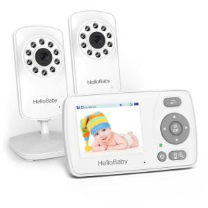 imageHellobaby HB30 Video Baby Monitor with Digital Camera and Audio No WiFi No App Safety Baby Monitor 8 Languages Auto Night Vision 1000ft Transmission Range 24 inch Portable Screen WhiteHB302 NEW