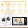 imageHelloBaby Baby Monitor with 2 Cameras 6quot World First Split Screen No WiFi 30H Battery 355 PanTiltZoom Night Vision VOX 8 Lullabies Temperature Alert 1000ft Range Portable for Travel2 CamsHB6550Plus