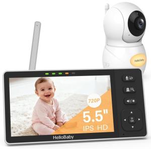 imageHelloBaby 55 HD Video Baby Monitor with 1080P Camera  No WiFi HackProof Security ampamp 1000ft Range  Remote Pan Tilt Zoom Night Vision Night Light  4000mAh BatteryHB6081
