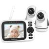 imageHelloBaby HB6339 Baby Monitor with 2 Cameras2 Monitor Mounts32 Inch IPS Screen Video Baby Monitor with Remote PanTiltZoom Camera1000ft Range No WiFi Night Vision 2Way Talk8 Lullabies