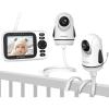 imageHelloBaby HB6339 Baby Monitor with 2 Cameras2 Monitor Mounts32 Inch IPS Screen Video Baby Monitor with Remote PanTiltZoom Camera1000ft Range No WiFi Night Vision 2Way Talk8 Lullabies