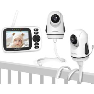 imageHelloBaby HB6339 Baby Monitor with 2 Cameras2 Monitor Mounts32 Inch IPS Screen Video Baby Monitor with Remote PanTiltZoom Camera1000ft Range No WiFi Night Vision 2Way Talk8 Lullabies